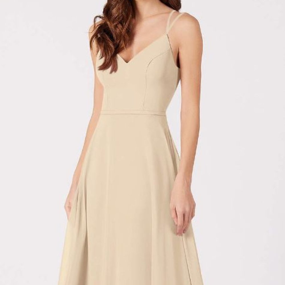 Azazie Janine A-Line Chiffon Floor-Length Dress Champagne A8